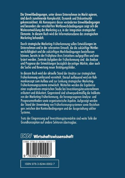 Produktbild: Strategische Marketing-Fr&uuml;herkennung auf Investitionsg&uuml;term&auml;rkten