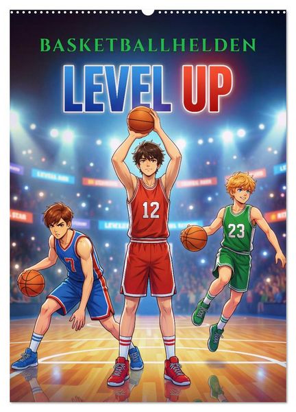 Produktbild: Level Up &ndash; Basketballhelden (Wandkalender 2027 DIN A2 hoch), CALVENDO Monatskalender