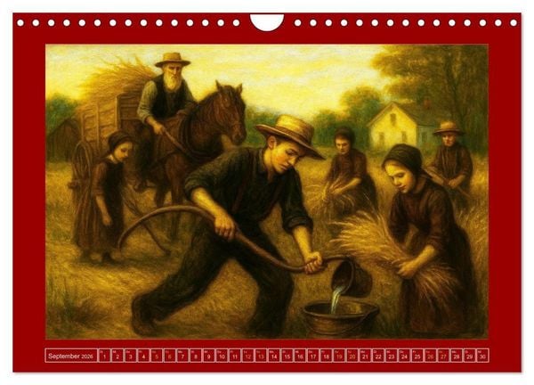 Produktbild: Einfach Leben - Einblicke in die Welt der Amish im Stil alter Gem&auml;lde (Wandkalender 2026 DIN A4 quer), CALVENDO Monatskalender