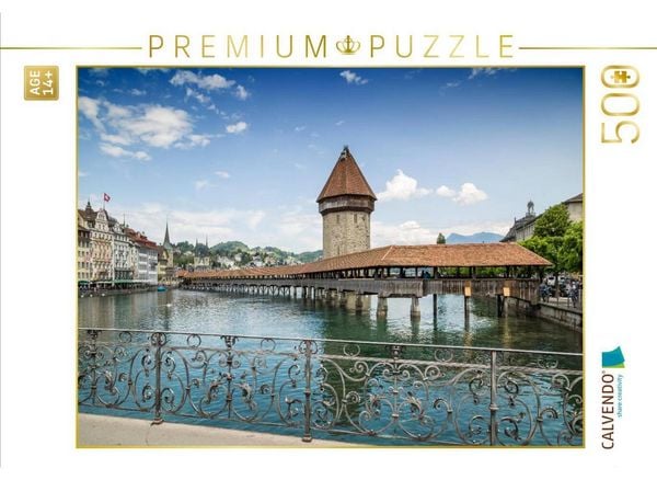 CALVENDO Puzzle LUZERN Kapellbrücke und Wasserturm | 500 Teile Lege-Größe 48 × 36 cm Foto-Puzzle für Erwachsene