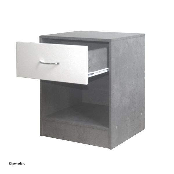 Produktbild: HTI-Living Nachtschrank 2er Set Thekla Beton/Wei&szlig; Nachtschrank 2er Set Thekla Beton/Wei&szlig;