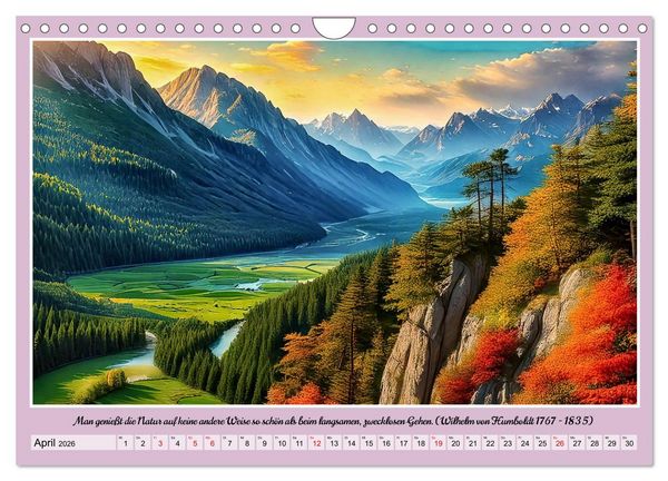 Produktbild: Bergwelt in Bildern und Zitaten (Wandkalender 2026 DIN A4 quer), CALVENDO Monatskalender