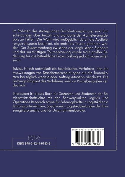 Produktbild: Auslieferungstouren in der strategischen Distributionsplanung