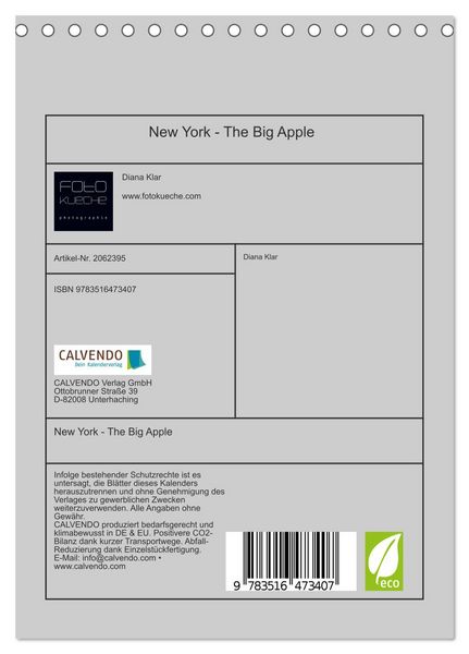 Produktbild: New York - The Big Apple (Tischkalender 2026 DIN A5 hoch), CALVENDO Monatskalender