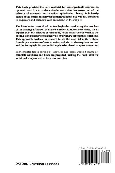 Produktbild: Optimal Control and the Calculus of Variations