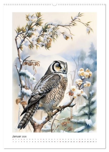 Produktbild: Eulenliebe (hochwertiger Premium Wandkalender 2026 DIN A2 hoch), Kunstdruck in Hochglanz
