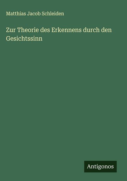 Produktbild: Zur Theorie des Erkennens durch den Gesichtssinn