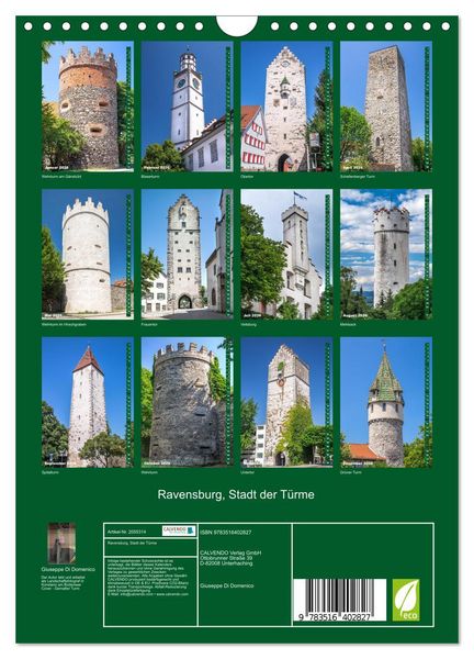 Produktbild: Ravensburg, Stadt der T&uuml;rme (Wandkalender 2026 DIN A4 hoch), CALVENDO Monatskalender