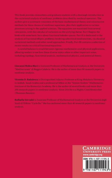 Produktbild: Variational Methods for Nonlocal Fractional Problems
