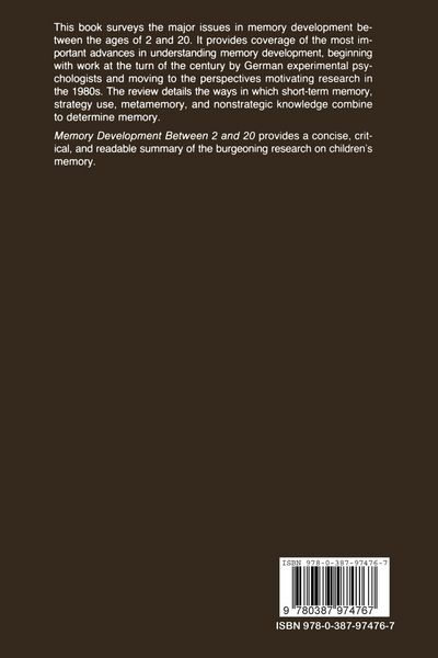 Produktbild: Memory Development Between 2 and 20
