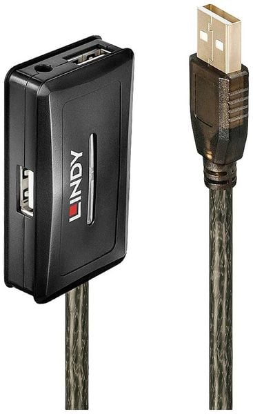 Produktbild: LINDY USB-Kabel USB 2.0 USB-A Stecker, USB-A Buchse, USB-A Buchse, USB-A Buchse, USB-A Buchse 10.00 m Grau 42635