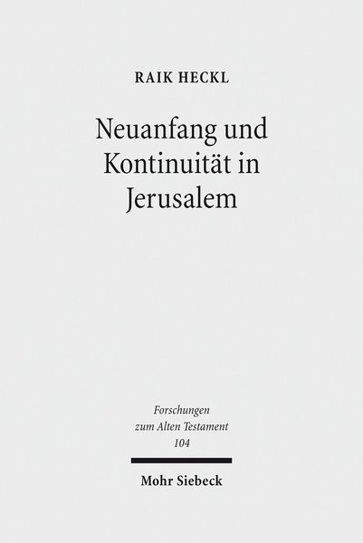 Produktbild: Neuanfang und Kontinuit&auml;t in Jerusalem
