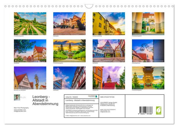 Produktbild: Leonberg - Altstadt in Abendstimmung (Wandkalender 2026 DIN A3 quer), CALVENDO Monatskalender