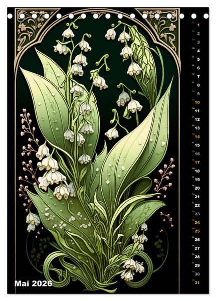 Produktbild: Jugendstil Blumen (Tischkalender 2026 DIN A5 hoch), CALVENDO Monatskalender