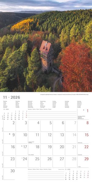 Alpha Edition - Deutschland 2026 Broschürenkalender, 30x30cm, Wandkalender mit Platz für Notizen und Termine, 12 Motive aus Deutschland, Monatsübersic