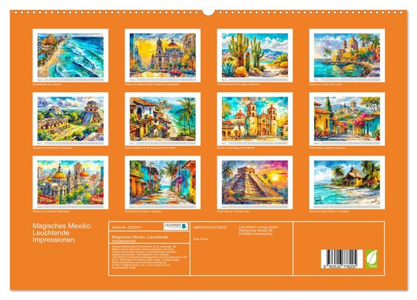 Produktbild: Magisches Mexiko. Leuchtende Impressionen (hochwertiger Premium Wandkalender 2027 DIN A2 quer), Kunstdruck in Hochglanz