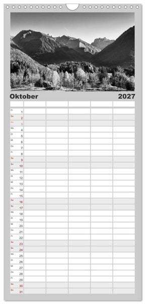 Produktbild: Familienplaner 2027 - Traumhafte Allg&auml;uer Alpen mit 5 Spalten (Wandkalender, 21 x 45 cm) CALVENDO