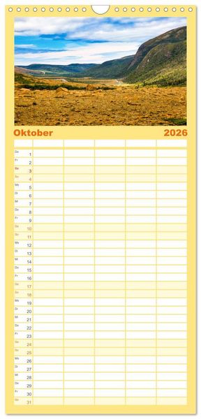 Produktbild: Familienplaner 2026 - Neufundland - wilde Sch&ouml;nheit im Atlantik mit 5 Spalten (Wandkalender, 21 x 45 cm) CALVENDO