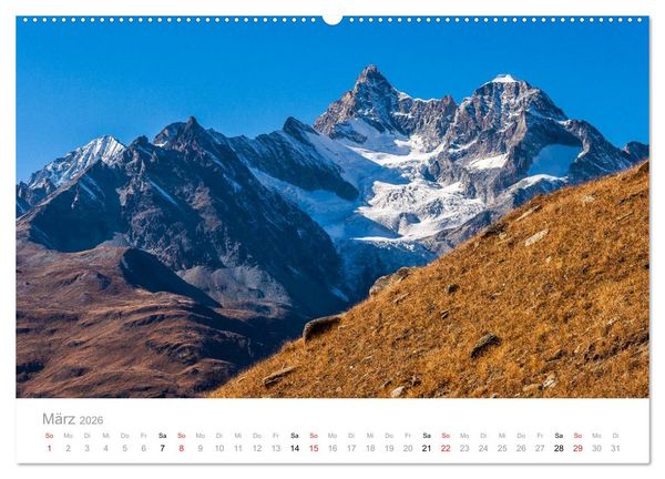 Produktbild: Walliser Alpen &ndash; Europas &raquo;kleiner&laquo; Himalaya (Wandkalender 2026 DIN A2 quer), CALVENDO Monatskalender