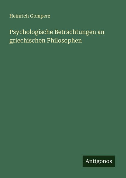 Produktbild: Psychologische Betrachtungen an griechischen Philosophen