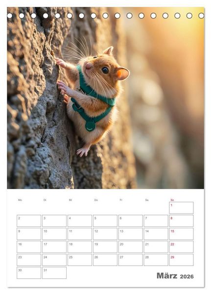 Produktbild: Adventure Hamster - Sportliche KI Hamster pr&auml;sentieren den Abenteuer-Sport (Tischkalender 2026 DIN A5 hoch), CALVENDO Monatskalender