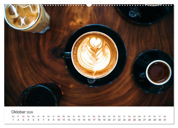 Produktbild: Kaffeekunst - Purer Genuss (Wandkalender 2026 DIN A2 quer), CALVENDO Monatskalender