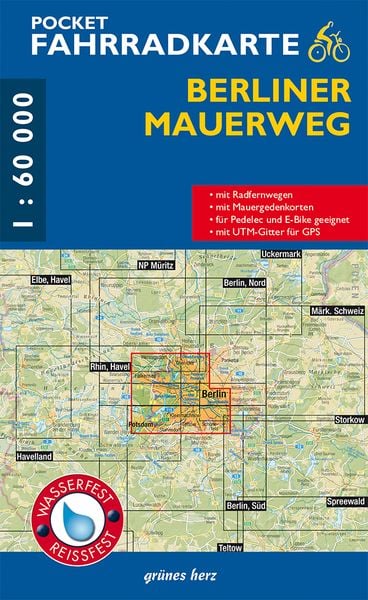 Pocket-Fahrradkarte Berliner Mauerweg 1:60 000, Sonstige von , Grünes Herz, 9783866362703