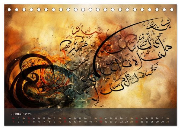 Produktbild: Arabische Kalligraphie in Kunstform (Tischkalender 2026 DIN A5 quer), CALVENDO Monatskalender
