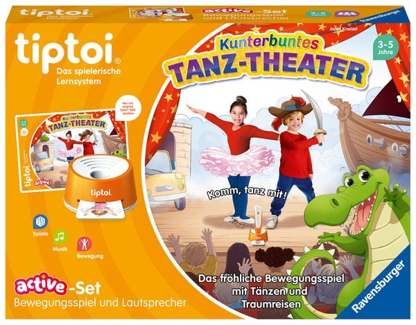 Ravensburger 00122 - tiptoi® avtive-Set, Kunterbuntes Tanz-Theater, Bewegungsspiel, Lernspiel