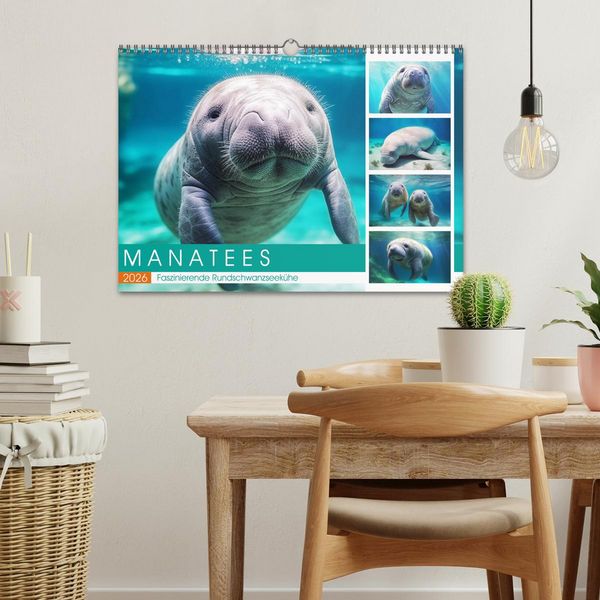 Produktbild: Manatees. Faszinierende Rundschwanzseek&uuml;he (Wandkalender 2026 DIN A3 quer), CALVENDO Monatskalender