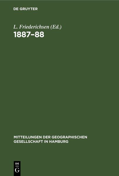 Produktbild: Mitteilungen der Geographischen Gesellschaft in Hamburg 1887&ndash;88