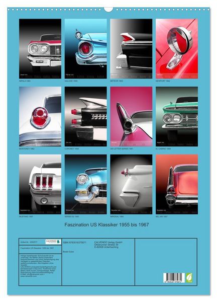 Produktbild: Faszination US Klassiker 1955 bis 1967 (Wandkalender 2026 DIN A2 hoch), CALVENDO Monatskalender
