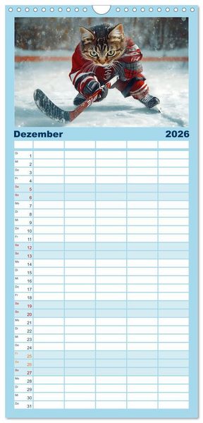 Produktbild: Familienplaner 2026 - Lustige Sportarten f&uuml;r Katzen mit 5 Spalten (Wandkalender, 21 x 45 cm) CALVENDO