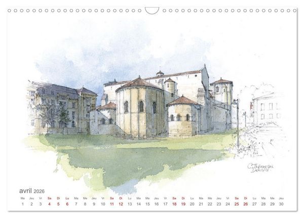 Produktbild: BORDEAUX, promenade dessin&eacute;e (Calendrier mural 2026 DIN A3 vertical), CALVENDO calendrier mensuel