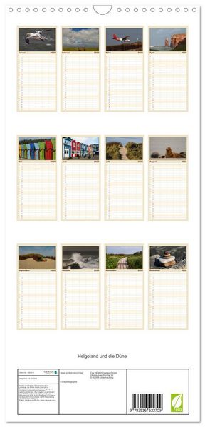 Produktbild: Familienplaner 2026 - Helgoland und die D&uuml;ne mit 5 Spalten (Wandkalender, 21 x 45 cm) CALVENDO