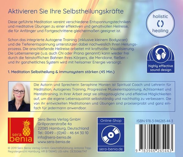 Produktbild: Meditation Selbstheilung & Immunsystem st&auml;rken &ndash; Selbstheilungskr&auml;fte aktivieren durch Autogenes Training, Heilmeditation | Selbstheilung CD