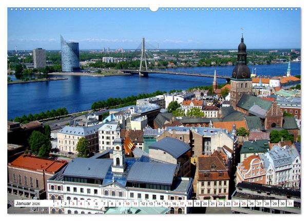 Produktbild: Glanzlichter Rigas - Lettlands prachtvolle Hauptstadt (hochwertiger Premium Wandkalender 2026 DIN A2 quer), Kunstdruck in Hochglanz