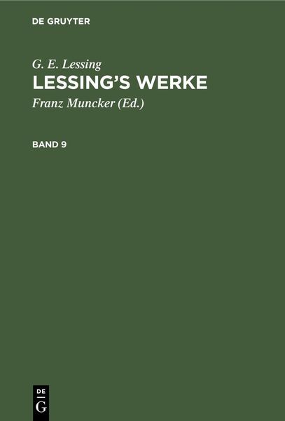 Produktbild: G. E. Lessing: Lessing's Werke. Band 9
