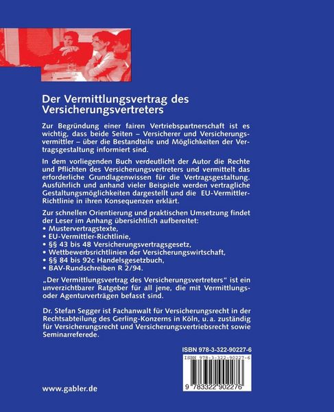 Produktbild: Der Vermittlungsvertrag des Versicherungsvertreters