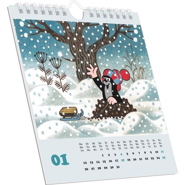 Produktbild: Alpha Edition - Der kleine Maulwurf 2026 Postkartenkalender, 16x17cm, Kalender mit schönen Illustrationen von Zdenek Miler, Postkarten zum Heraustrenn