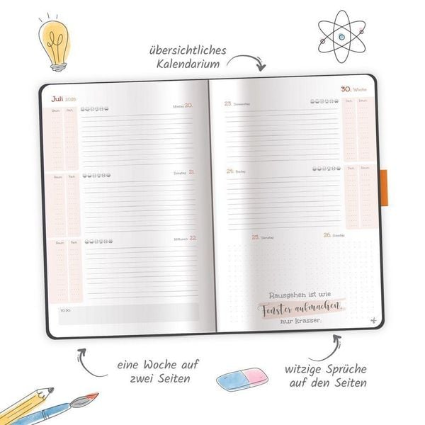 Produktbild: TR&Ouml;TSCH - Sch&uuml;lerkalender Specials mit Gummiband und Stifthalter Uni Black 26/27