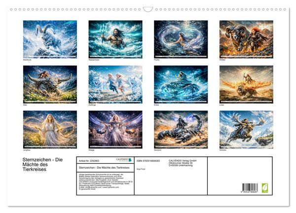 Produktbild: Sternzeichen - Die M&auml;chte des Tierkreises (Wandkalender 2027 DIN A2 quer), CALVENDO Monatskalender
