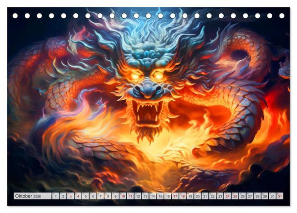 Produktbild: Jahr des Drachen - Im Stil des chinesischen Tierkreiszeichens (Tischkalender 2026 DIN A5 quer), CALVENDO Monatskalender