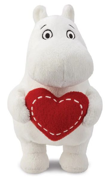 Produktbild: Aurora 61554 - Moomin Standing with Heart, Mumin-Pl&uuml;schfigur, ca. 17 cm