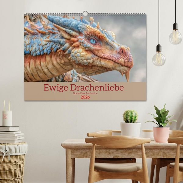 Produktbild: Ewige Drachenliebe - Eine zeitlose Faszination (Wandkalender 2026 DIN A2 quer), CALVENDO Monatskalender
