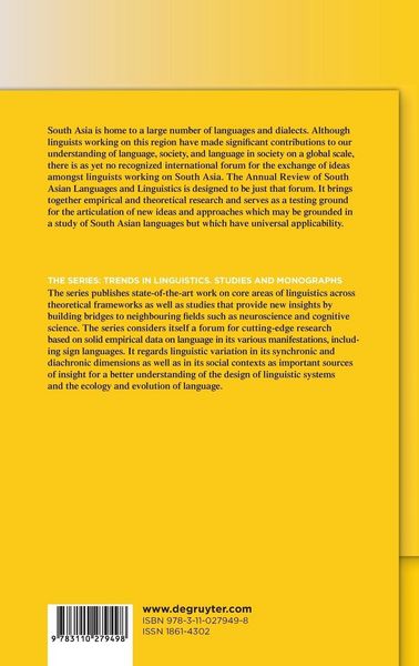 Produktbild: Annual Review of South Asian Languages and Linguistics