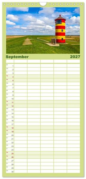 Produktbild: Familienplaner 2027 - Tour de Ostfriesland mit 5 Spalten (Wandkalender, 21 x 45 cm) CALVENDO