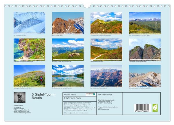 Produktbild: 5 Gipfel-Tour in Rauris (Wandkalender 2026 DIN A3 quer), CALVENDO Monatskalender