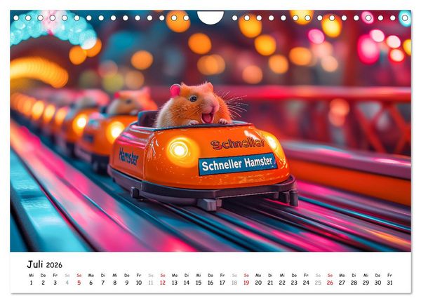 Produktbild: Hamster im Freizeitpark - Lustiger Kalender mit Jahrmarkt-Motiven (Wandkalender 2026 DIN A4 quer), CALVENDO Monatskalender