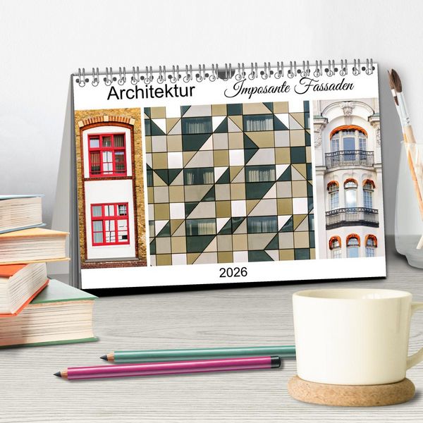 Produktbild: Architektur. Imposante Fassaden (Tischkalender 2026 DIN A5 quer), CALVENDO Monatskalender